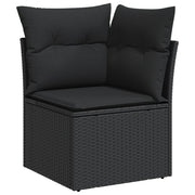 Set di divani da giardino  da 9 pezzi con cuscini in polyrattan nero e acacia
