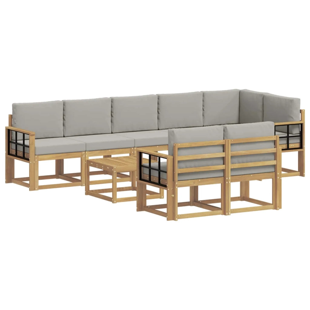 Set di divani da esterno 9 pcs Bianco e Grigio Chiaro 3387850