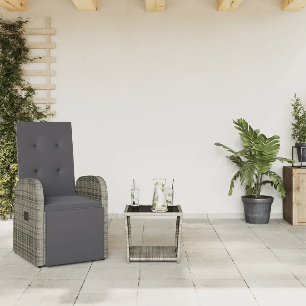Set da Pranzo da Giardino 2 pz | Set Salotto da Giardino con Cuscini in Polyrattan Grigio