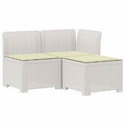 Divano da giardino 3 posti con cuscini in look rattan PP Bianco 8011896