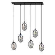 Lampadario Emibig Astral 6 luci E14 vetro grafite cromo