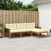 Set di divani da esterno con cuscino 4 pcs Naturale e Crema