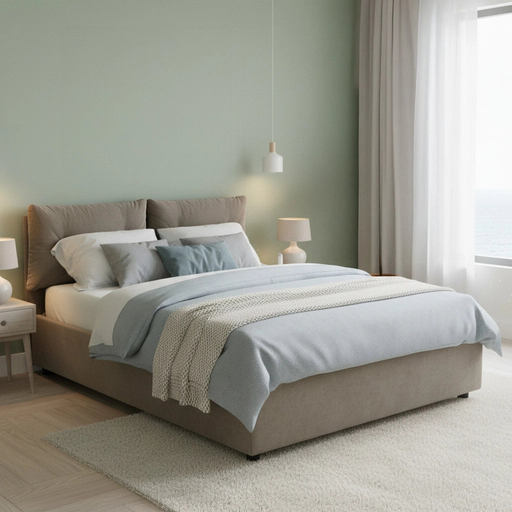 Letto Matrimoniale Abbaione, Letto Matrimoniale Sfoderabile Made in Italy, Grigio Tortora\