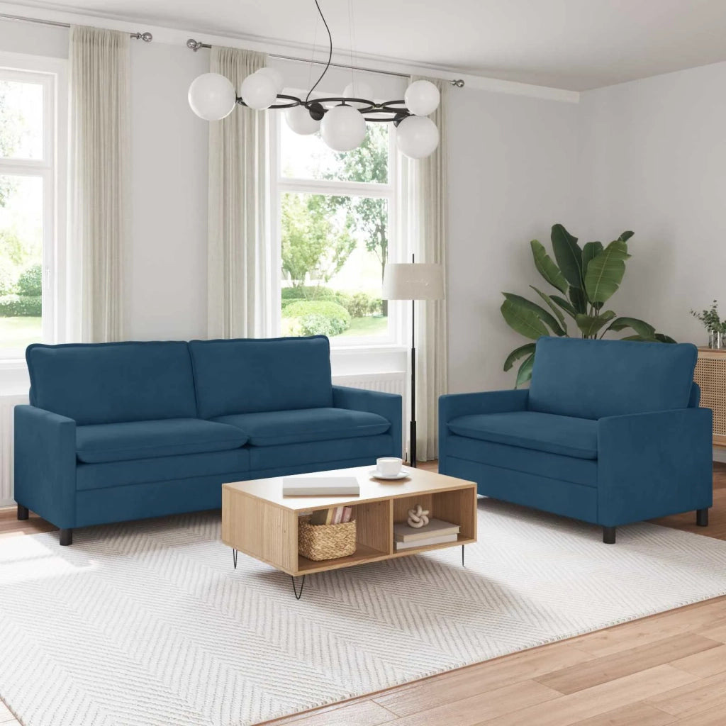 Set di divani 2 pcs Blu Velluto