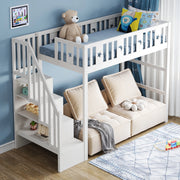 Letto a castello funzionale in legno massello 90x200 cm