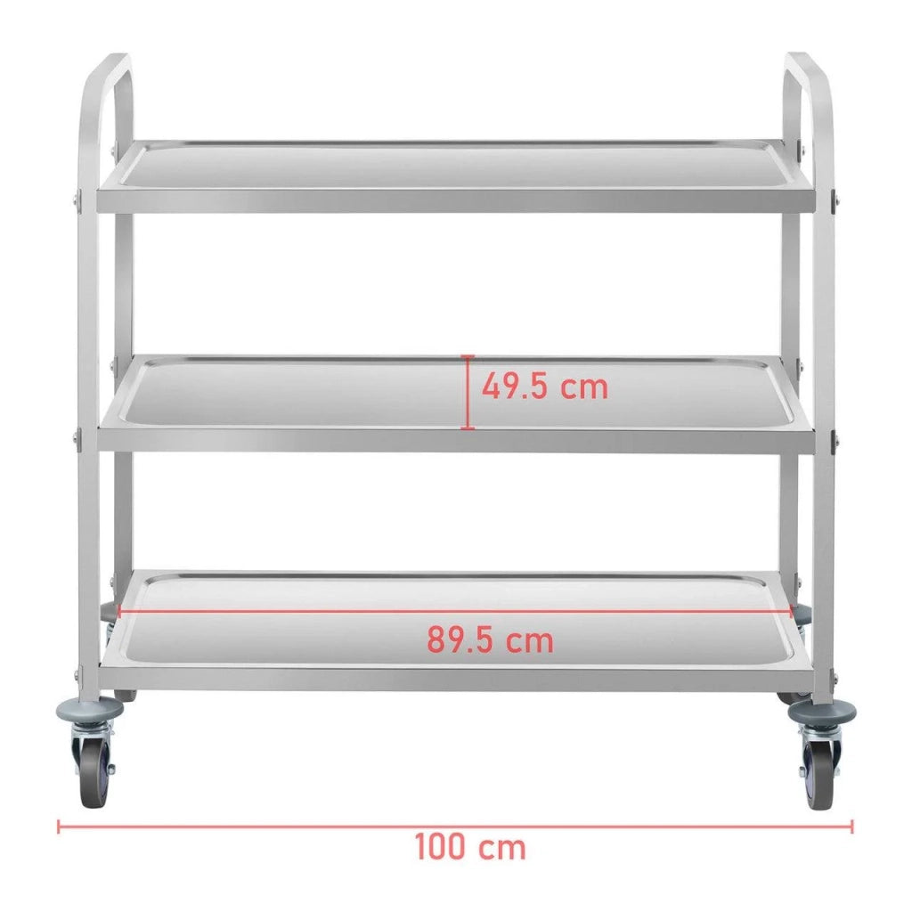 Carrello di servizio in acciaio inox - 3 ripiani - fino a 150 kg 14_0000949