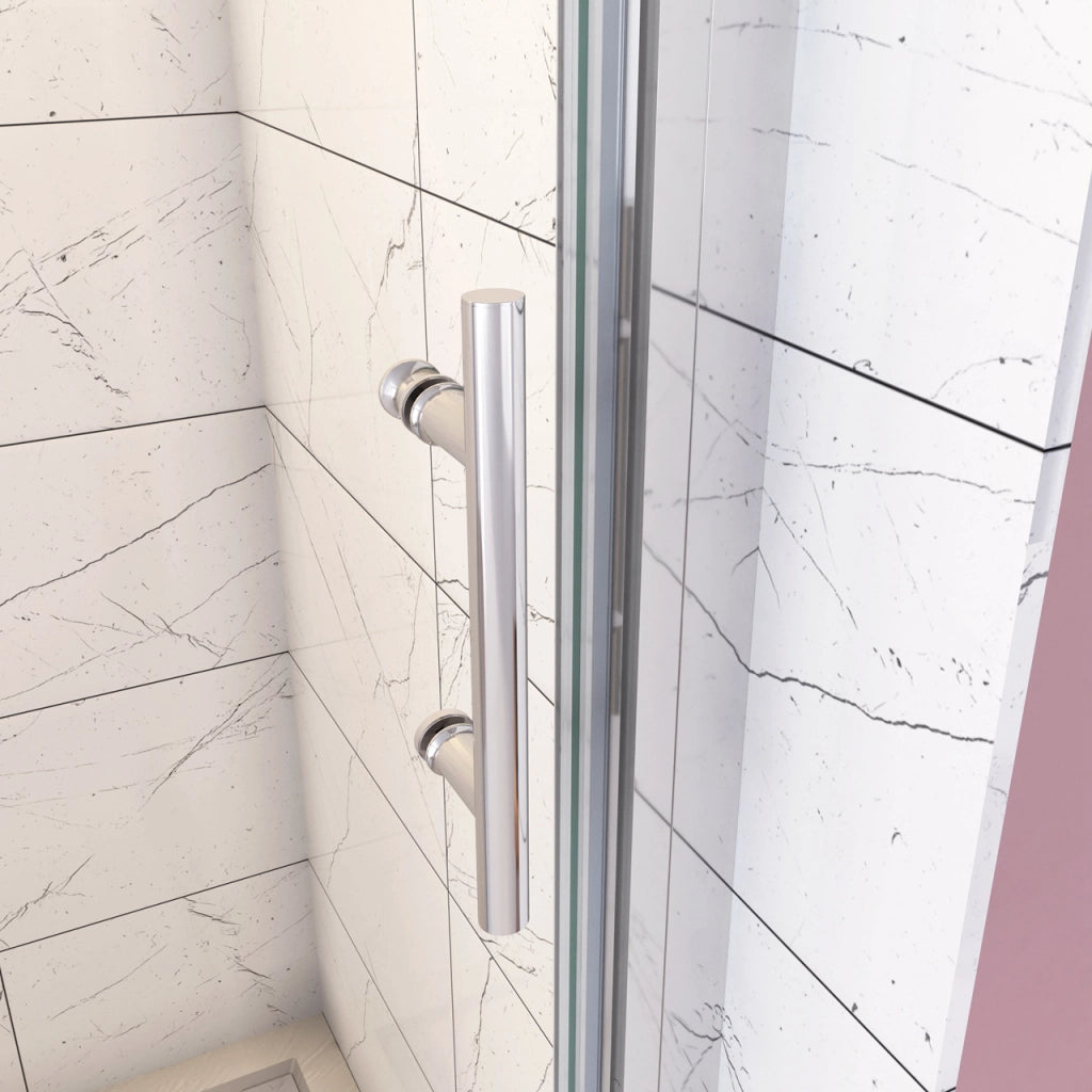185 cm Box Doccia per Nicchia Porta Girevole Battente Vetro Temperato 5 mm Trasparente  Profili Cromati Lucidi Misura 86 cm