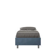 BS COM Letto singolo con rete imbottito 80x210 microfibra blu