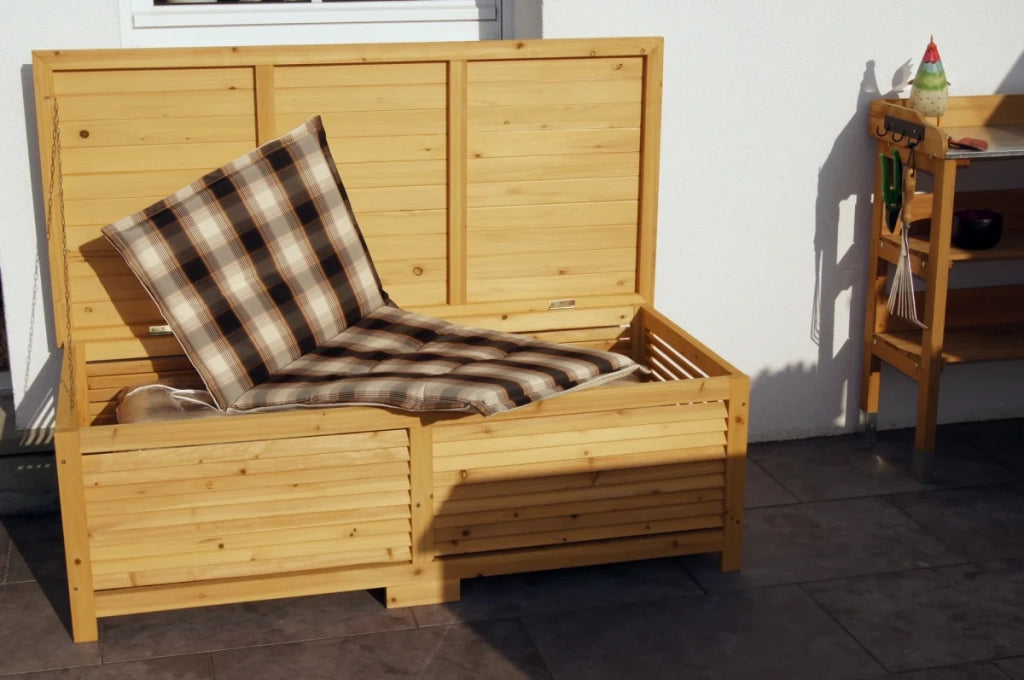 Scatola per cuscini, scatola per cuscini, scatola da giardino, baule da giardino, baule di legno