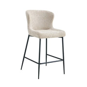 Sedia da bancone LISE - Tessuto bouclé beige - Gambe in metallo nero - Stile design/industriale