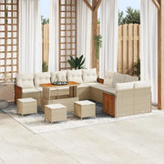 Set Divano da Giardino con cuscino 14 pcs Beige e Crema