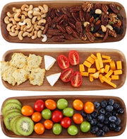 Set di servizio per frutta e snack a caia con 3 piatti in legno con bordo alto