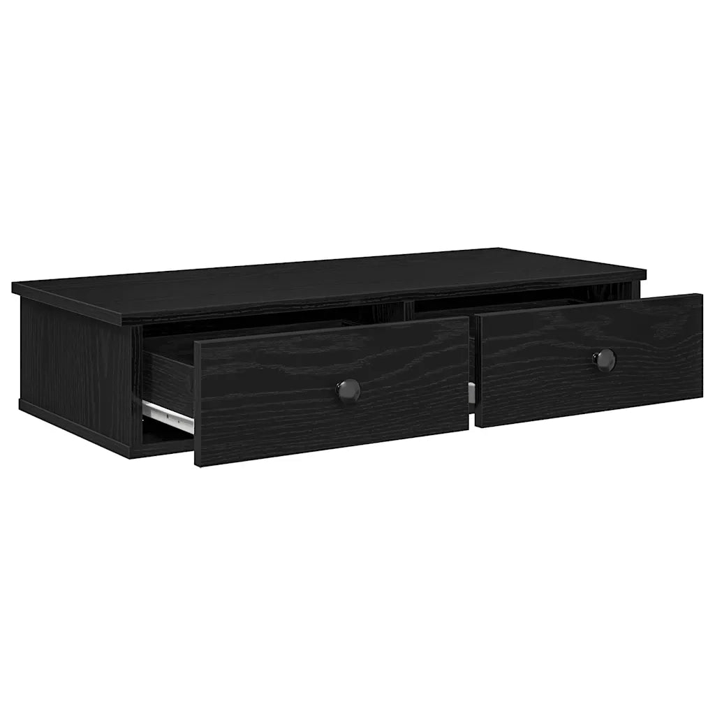 Scaffale a parete | Ripiano a parete | Mensola a parete con Cassetti Nero 80x31x17 cm in Truciolato