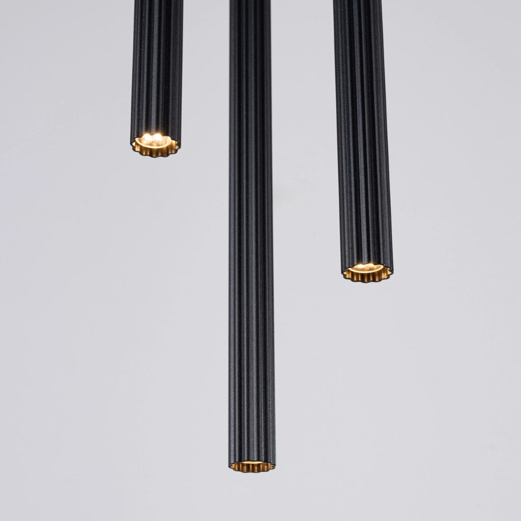 Lampada a sospensione tubi rigati nera ZENTRA 3xG9
