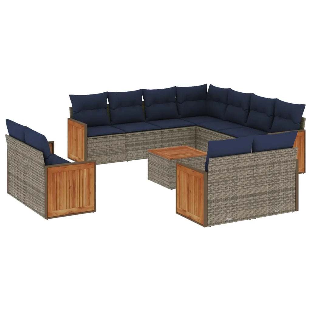 Set Divani da Giardino 12 pz con Cuscini Grigio in Polyrattan 3228189