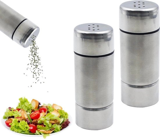 Set di 2 sale in acciaio inossidabile - stroilatore per sale e pepe - per casa, cucina, ristorante - tavola da pranzo bento sale.