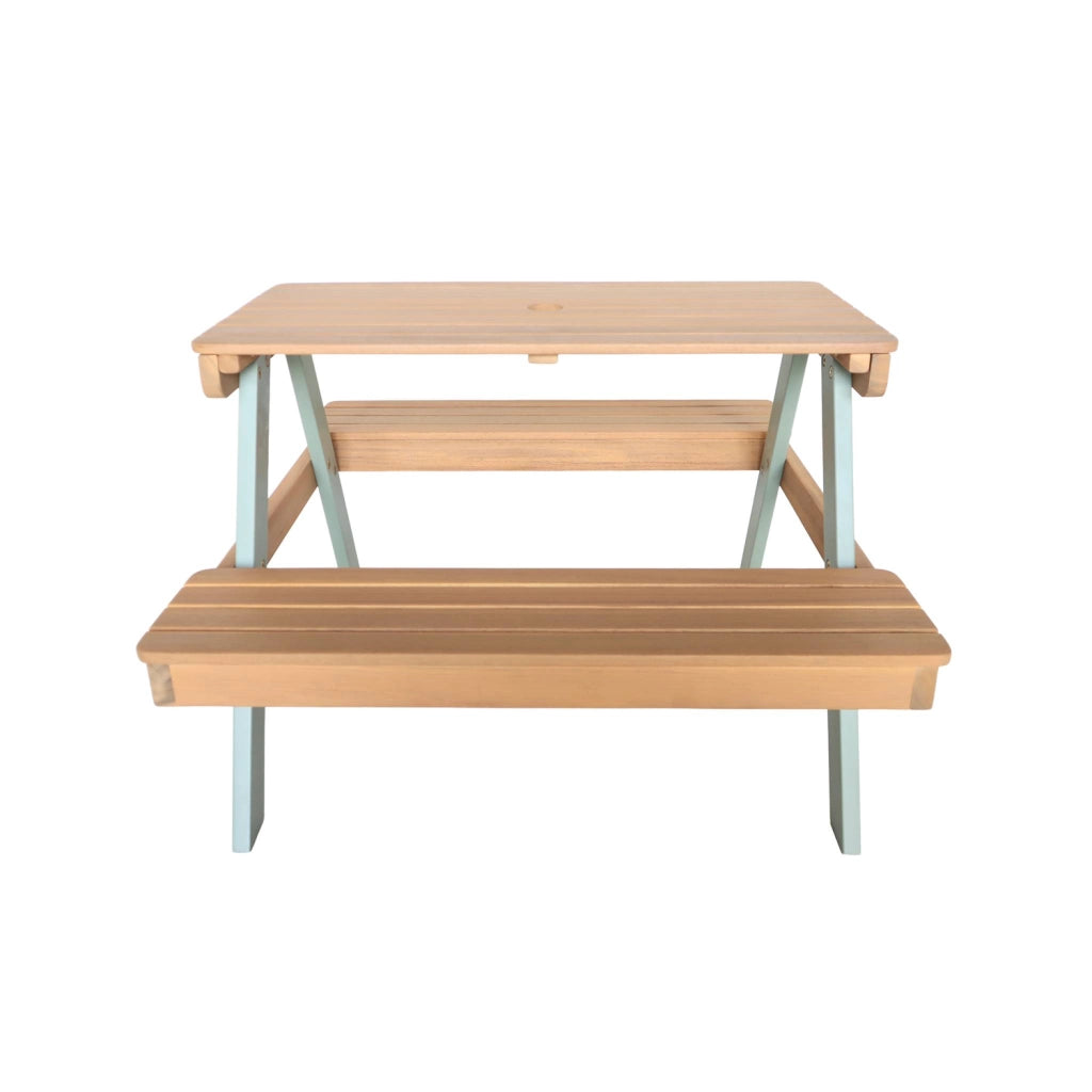 Tavolo da picnic in legno per bambini, 2 posti a sedere, verde grigio