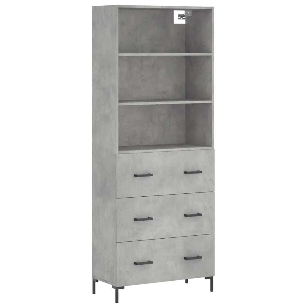Credenza-Buffet-Armadio da cucina Grigio Cemento 69,5x34x180 cm in Legno Multistrato 272422