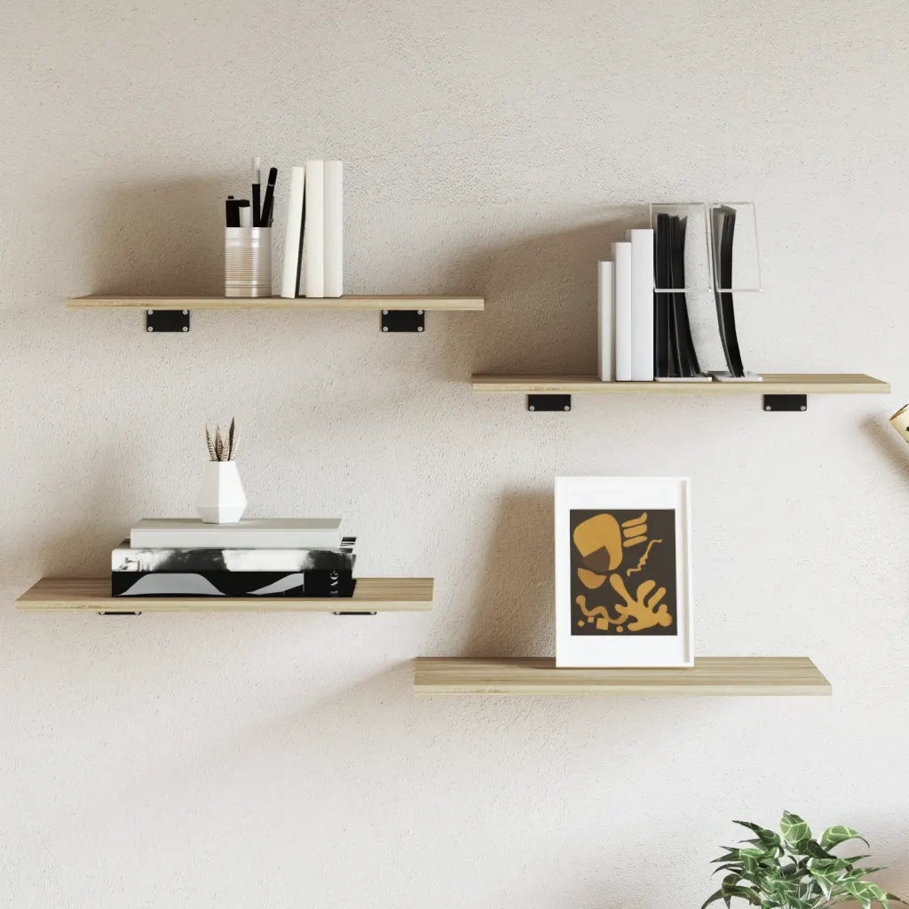 Ripiani per Libreria 4pz Rovere Sonoma 60x30x1,5cm Multistrato 805240