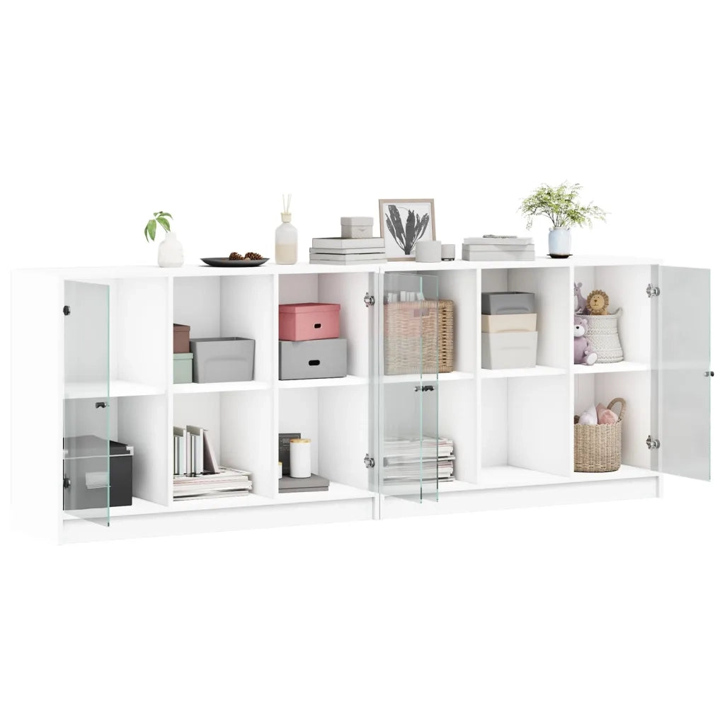 Libreria con Ante Bianca 204x37x75 cm in Legno Multistrato 3206531