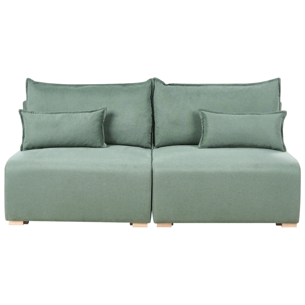 Divano componibile in tessuto verde chiaro imbottito con funzione letto e contenitore Stile minimalista