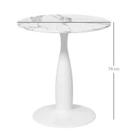 Tavolo da pranzo rotondo in acciaio verniciato a polvere, in MDF con melamina, con piedini antiscivolo, 70 x 74 cm, Bianco