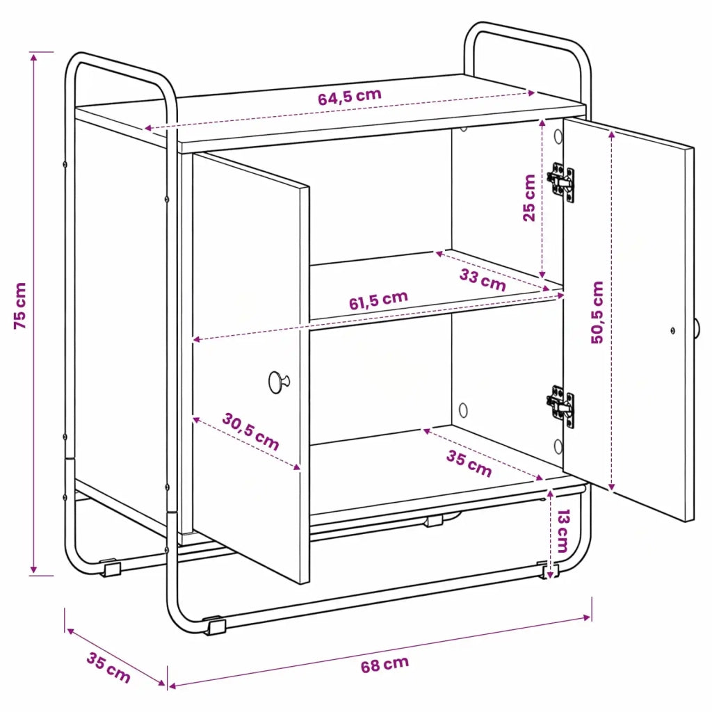 Credenza Sonoma grigio 68 x 35 x 75 cm Legno ingegnerizzato 8007969