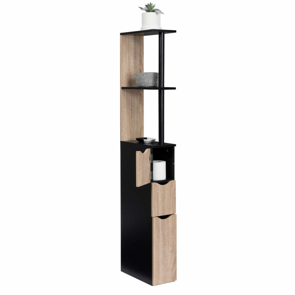 IDMarket - Scaffalatura per toilette in legno bianco con 3 ante nero in faggio WILLY