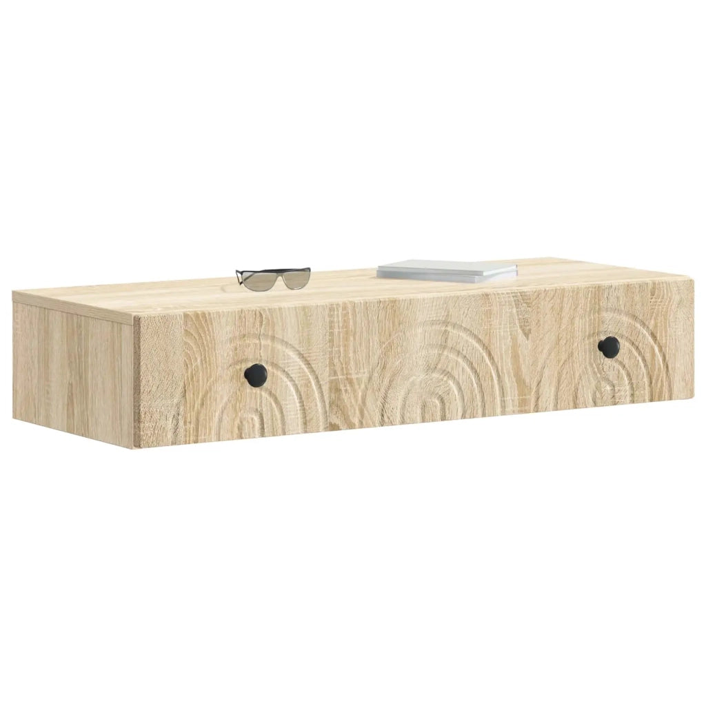 Tavolino da Parete Laterale Rovere Sonoma 87,5 x 34,5 x 17 cm