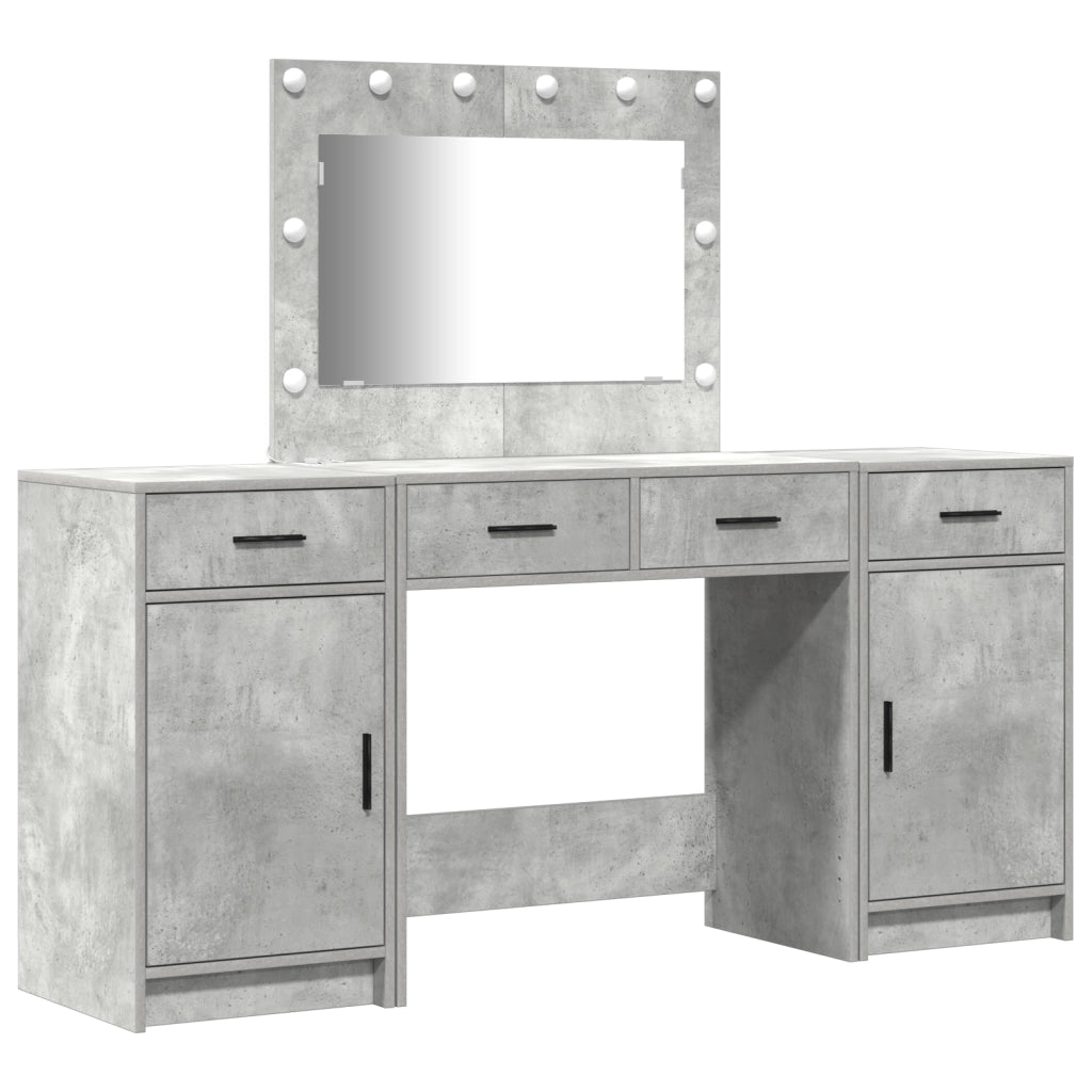 Set di 3 pezzi per toeletta con LED Grigio cemento in Legno ingegnerizzato