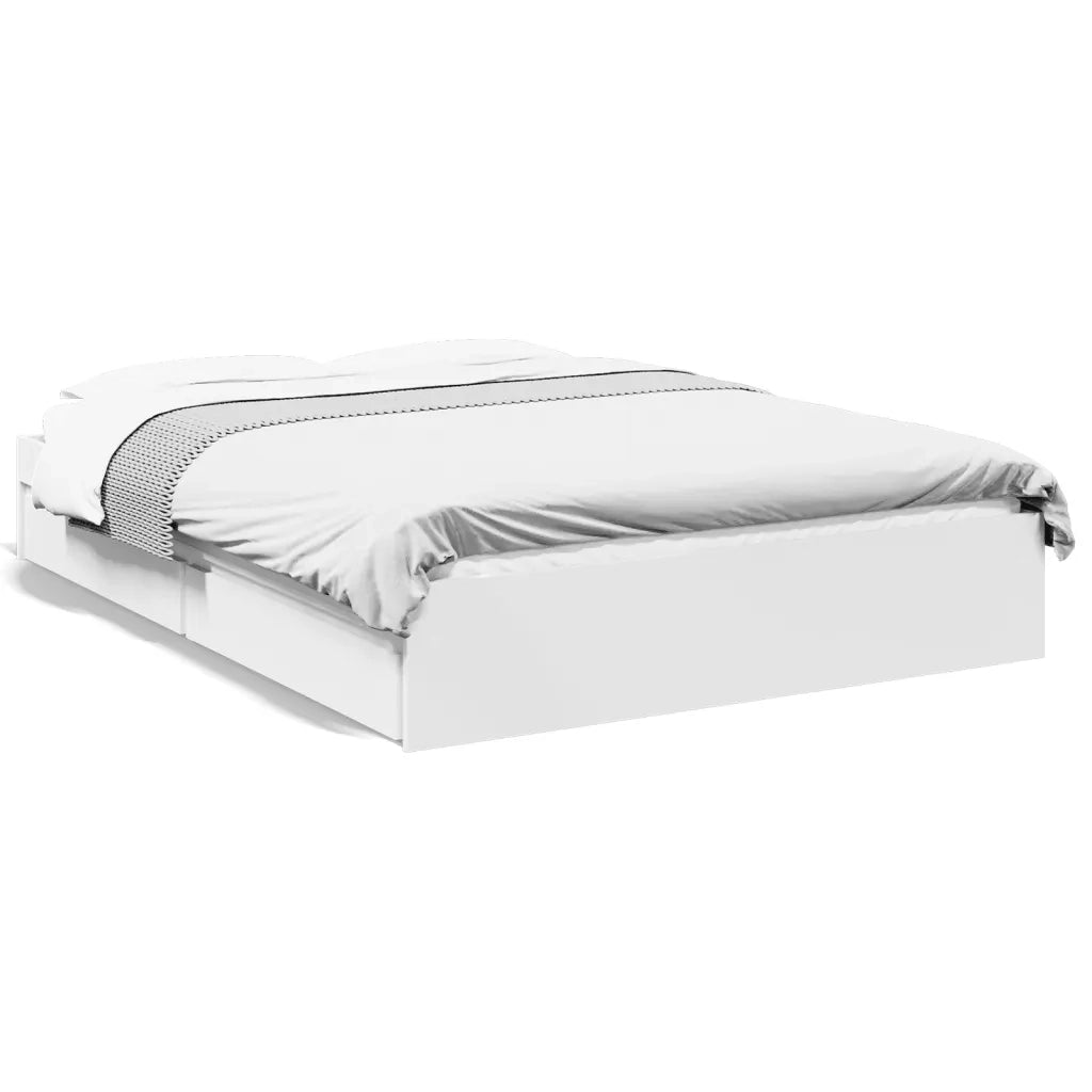 Giroletto con Cassetti Bianco 135x190 cm in Legno Multistrato 3280692
