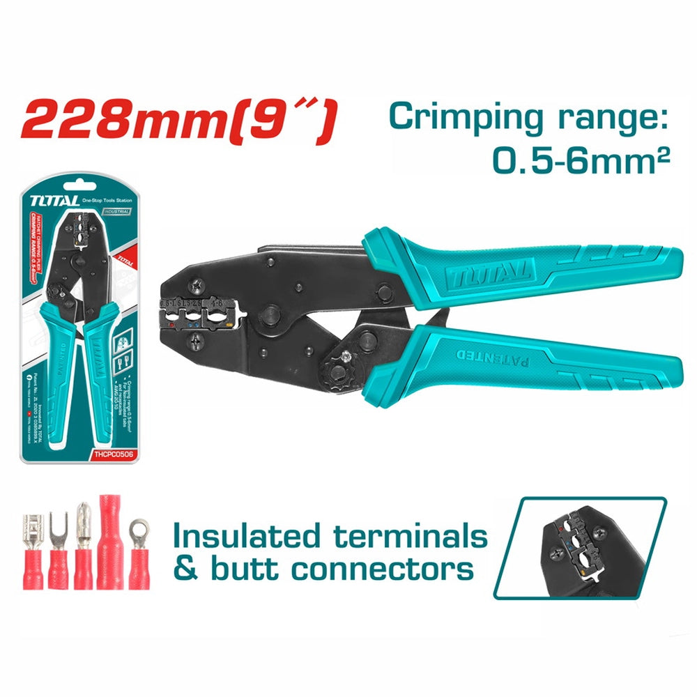 PINZA CRIMPATRICE A CRICCHETTO PER CAPICORDA ISOLATI E CONNETTORI DI TESTA TOTAL TOTTHCPJ0506
