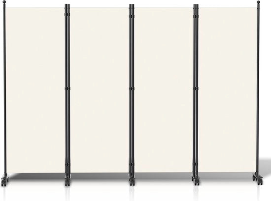 Schermo per camera su ruote con 4 pannelli - 228 x 181 cm - Divisore camera Giardino Parete Spagnola Beige