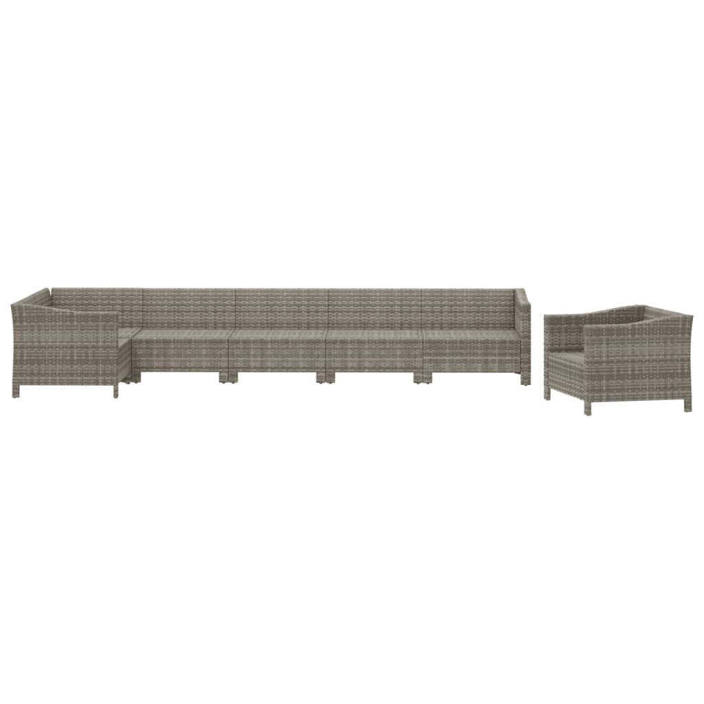 Set di mobili da giardino mobili da esterno 7 pezzi con cuscini resina intrecciata grigia 02_0017211