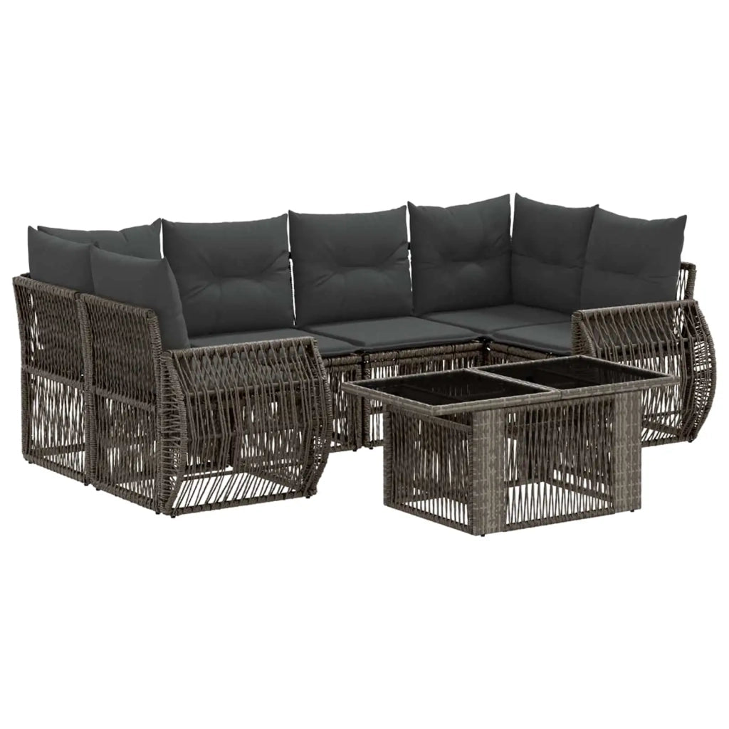 Set Divano da Giardino 7 pz Grigio e Grigio Scuro polyrattan 3436904