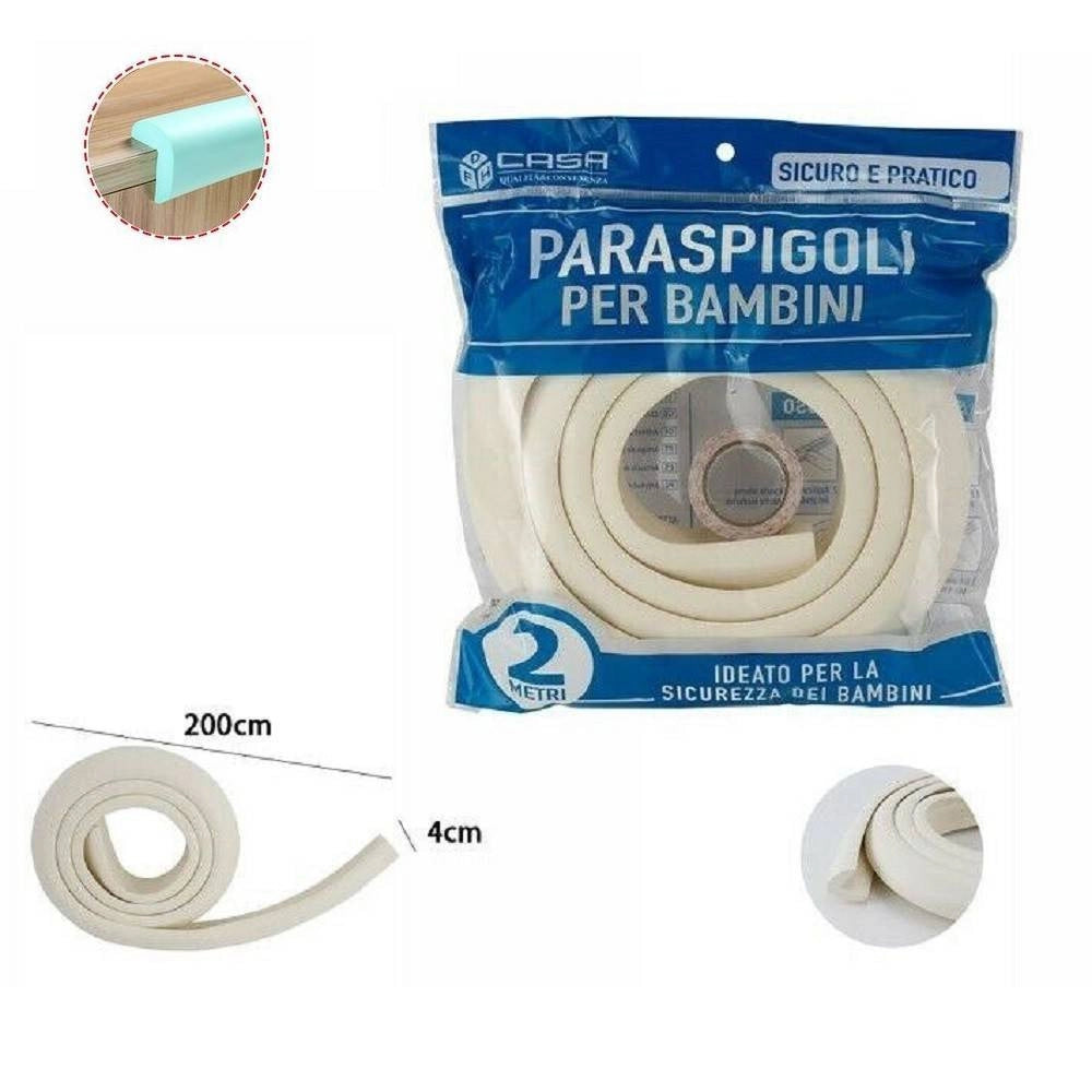 Trade Shop - Paraspigoli Sicurezza Bordo Tavolo Coprispigoli Bambini Neonati 2mt Bianca 69633 -