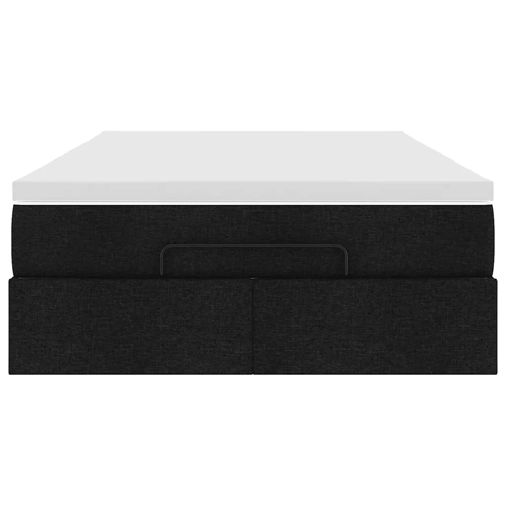 Struttura Letto Pouf con Materasso Nero 120x190 cm in Tessuto
