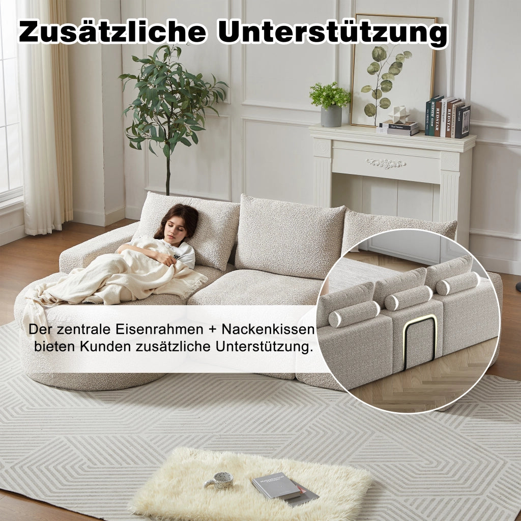 Divano Modulare Angolare con Chaise Longue in Tessuto ¨C MINIMAL ¨C Chenille