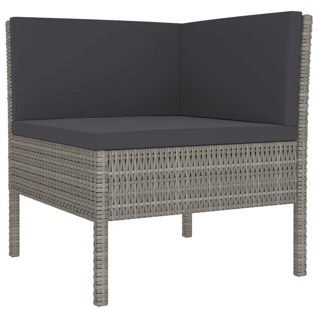 Set di mobili da giardino mobili da esterno 5 pezzi con cuscini resina intrecciata grigia 02_0016436