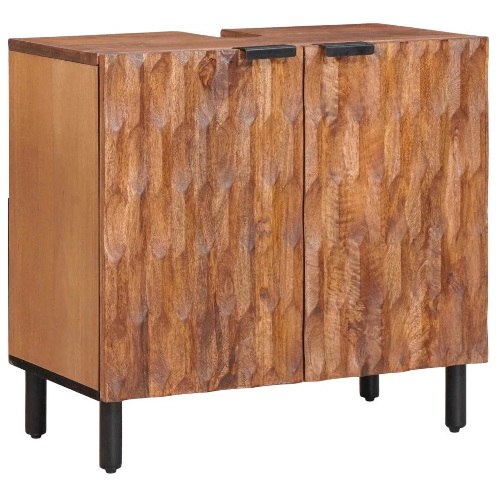 Set da Bagno con cassetto con porta 3 pcs Acacia Marrone Winish 3310037