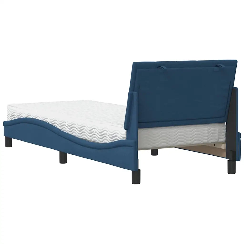 Letto con Materasso-Struttura Letto con Materasso Hanko Blu 90x200 cm in Tessuto