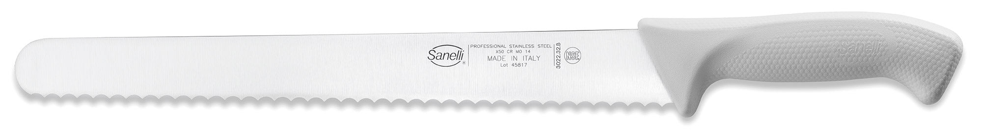 Coltello per il Pane Lama 32 cm Manico Antiscivolo Sanelli Skin Bianco