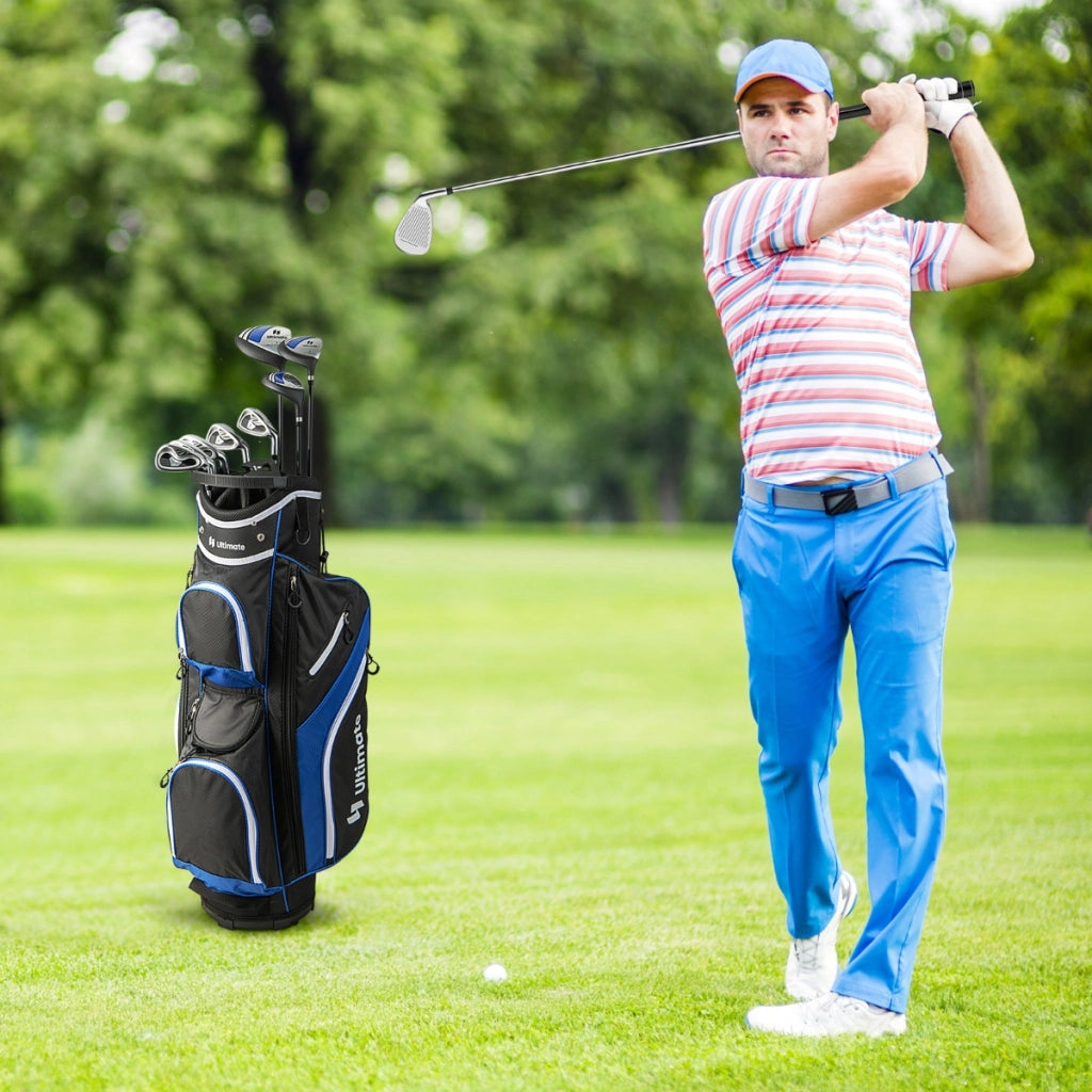 Set completo di mazze da golf da uomo da 9 pezzi, Mazze da golf con driver in lega legno fairway 3# ibrido 4# Blu