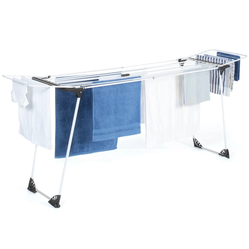 IDMarket - Stendibiancheria estensibile e pieghevole grgio e bianco 160 a 211,5 cm ULTRA