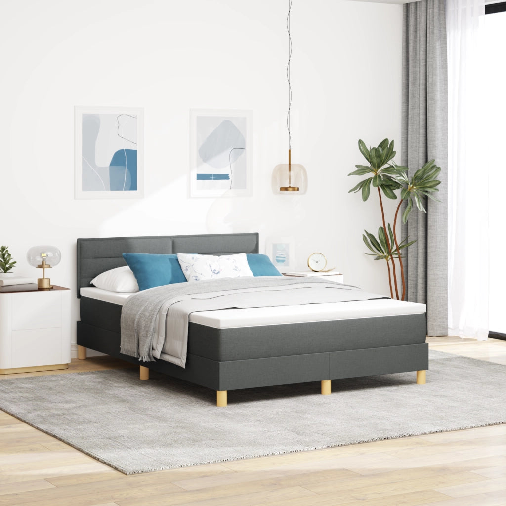 Letto con Box Spring e Materasso Grigio Scuro 140x200 cm Tessuto