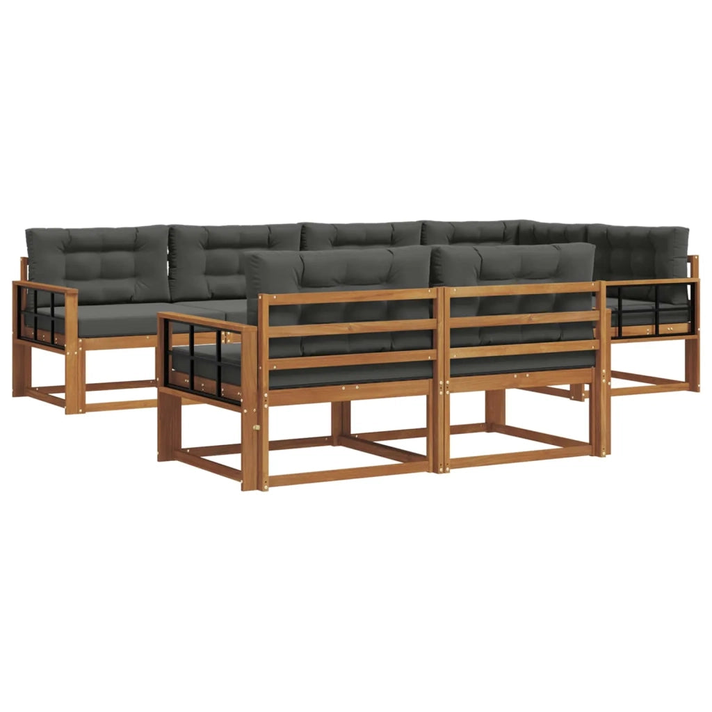 Set di divani da esterno con cuscino 7 pcs Naturale e Antracite