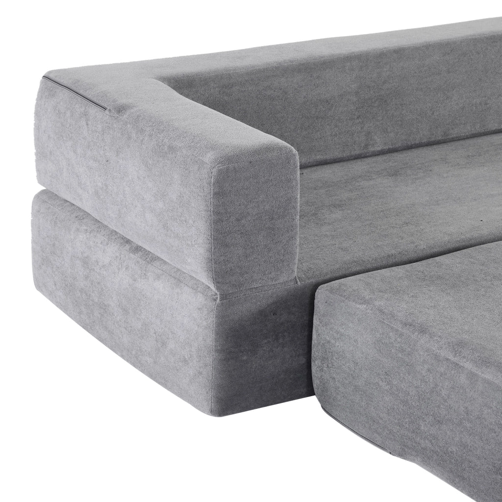 Divano letto modulare pieghevole con funzione letto e moduli combinabili in chenille grigio scuro 31×31×154 cm