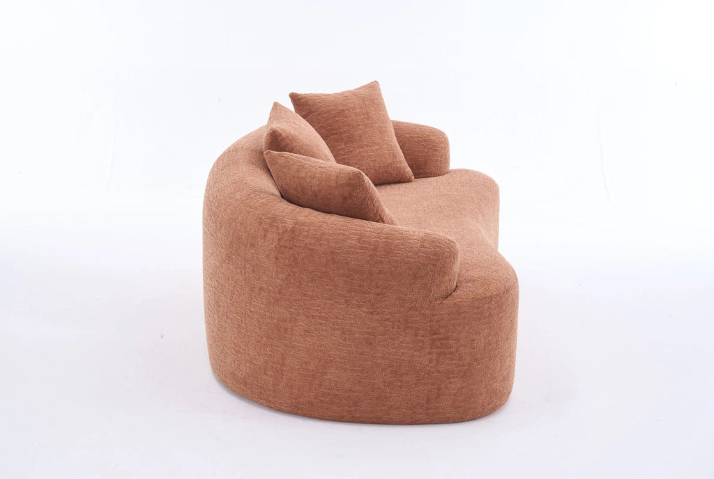 Divano 2 posti 153x94x63 cm in ciniglia corallo, 3 cuscini, per piccoli spazi