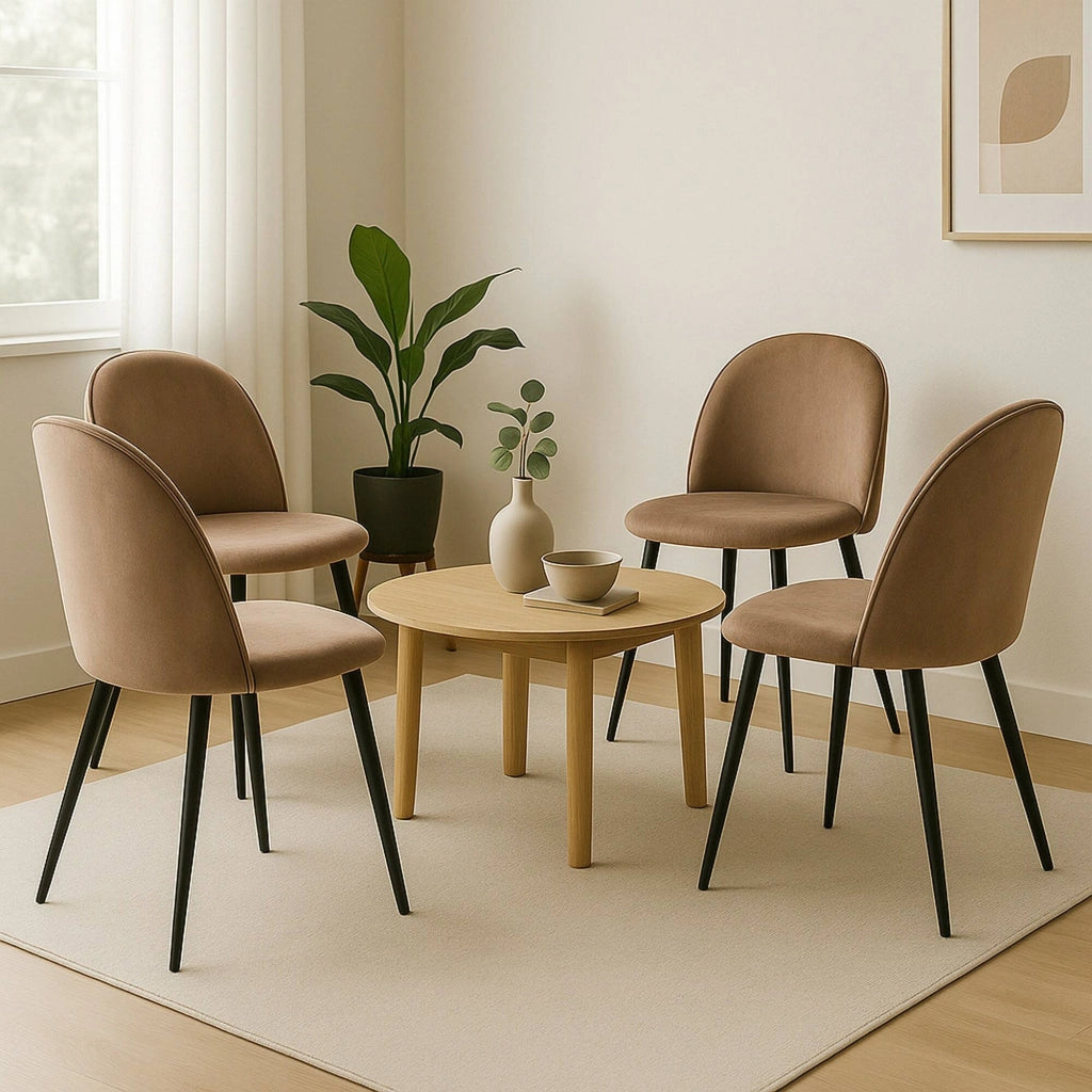 Set di 4 sedie Achito, Poltrona rivestita in velluto, Sedia da pranzo imbottita, Seduta per riunioni, 51x54h82 cm, Grigio