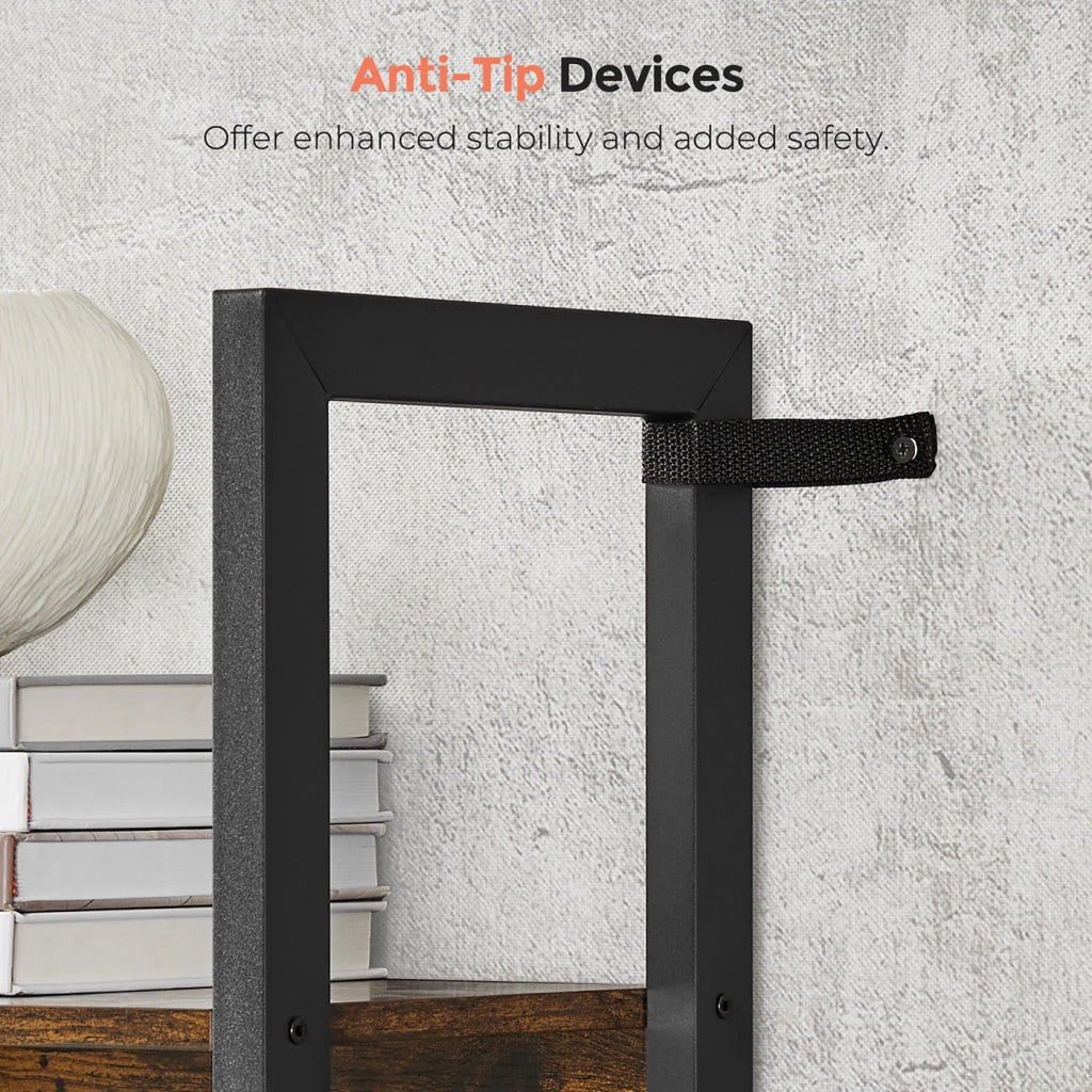 Libreria con 14 scomparti struttura in metallo per soggiorno o ufficio stile industriale 158 x 24 x 166 cm marrone rustico e nero 12_0004256